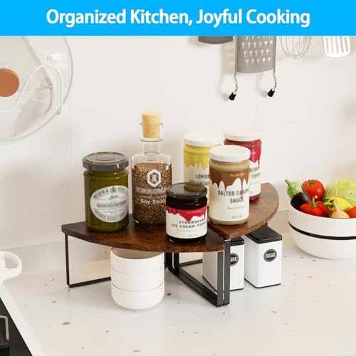 Corner Shelf Countertop Organizer Set of 2 Rustic Brown