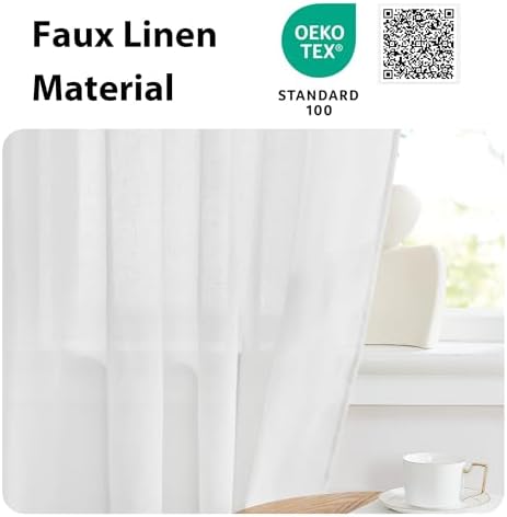 NICETOWN Sheer Curtain for French Door 26 x 80 White