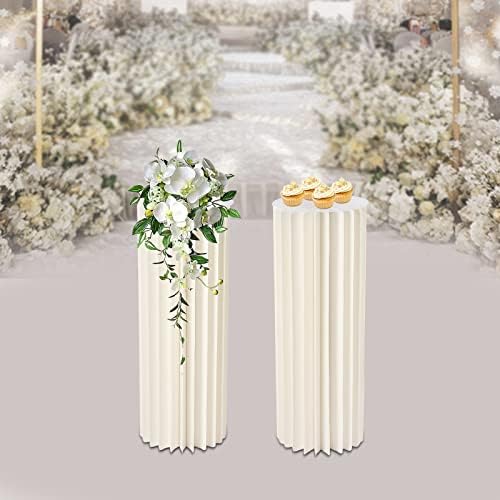 2PCS Foldable Cardboard Cylinder Display Stand for Wedding and Party