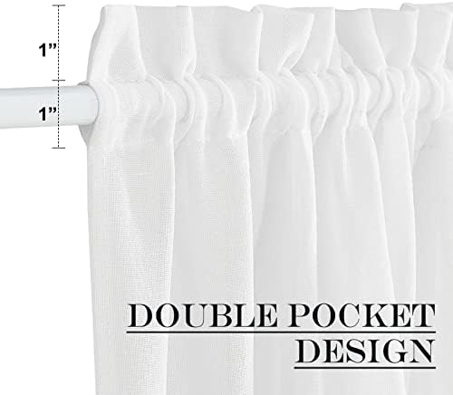 NICETOWN Sheer Curtain for French Door 26 x 80 White