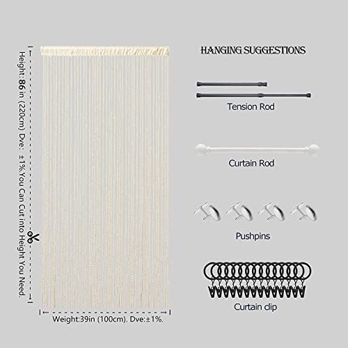 Light Beige Spaghetti String Curtain 1 Panel