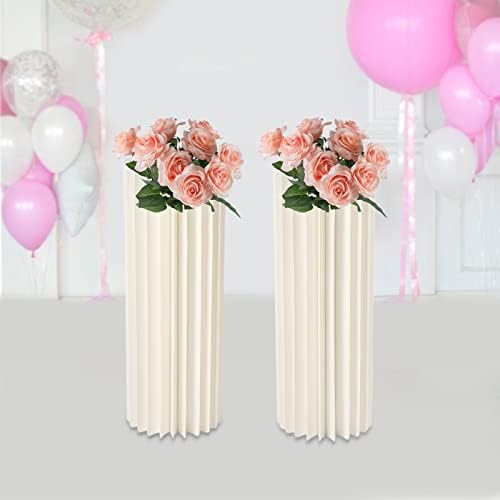 2PCS Foldable Cardboard Cylinder Display Stand for Wedding and Party