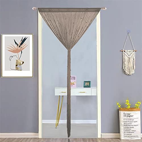 Beaded Curtain with Telescopic Rod for Privacy and Decor