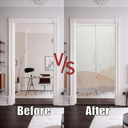 Japanese Noren Door Curtain Khaki Wave Design