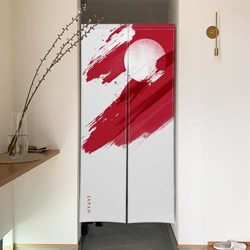 Japanese Noren Door Curtain with Red Painting 335 x 709 Panel