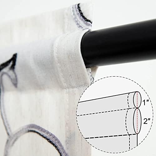 VOGOL Embroidered Door Curtain Panels Grey Vines Pattern 25x72 Inches