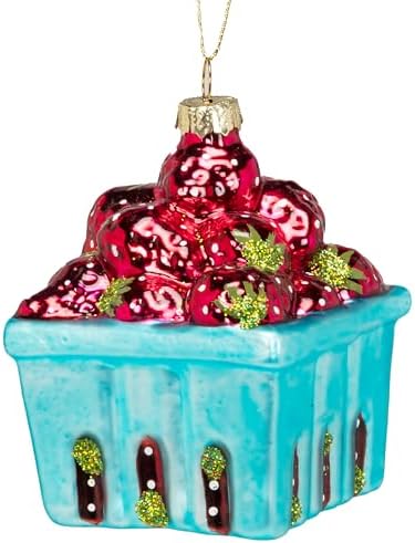 Abbott Collection Strawberry Pint Ornament Glass 3 Inch Height