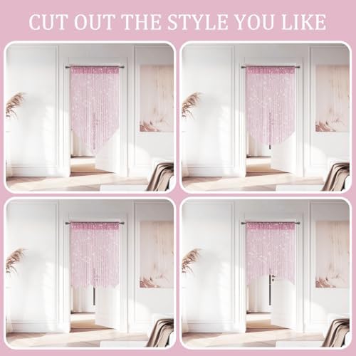 2 Pieces Pink Glitter String Curtains for Doorway and Room