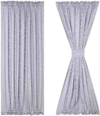 Grey Leaf Lace French Door Curtains 72 2 Pack