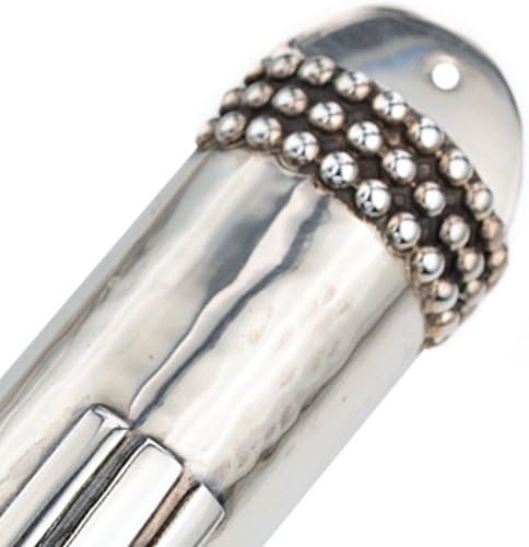 Sterling Silver Mezuzah Case with Beaded Design 2x12cm