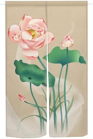 Pink Lotus Flower Noren Door Curtain Door Tapestry