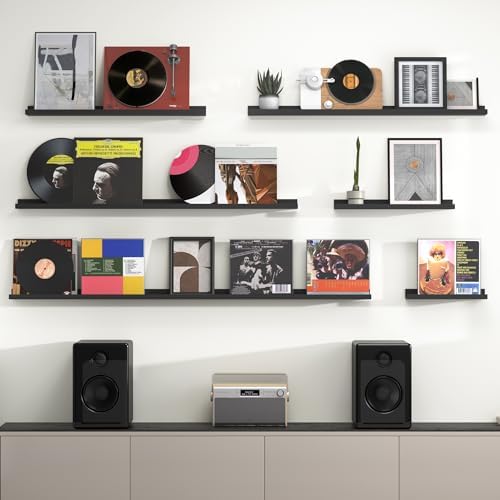 Heimlove Picture Ledge Shelf Set of 2 Black