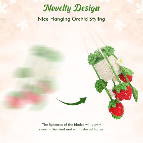 Handmade Crochet Strawberry Car Mirror Charm