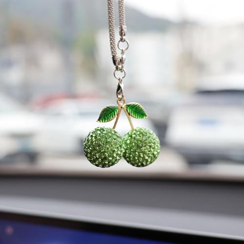 Sparkling Cherry Car Charm Green Pendant