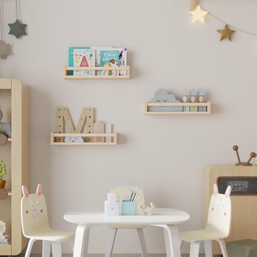Heimlove Floating Bookshelf Set of 2 for Nursery Wall