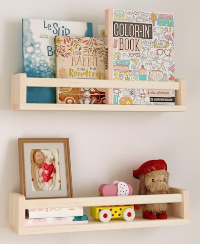 Heimlove Floating Bookshelf Set of 2 for Nursery Wall