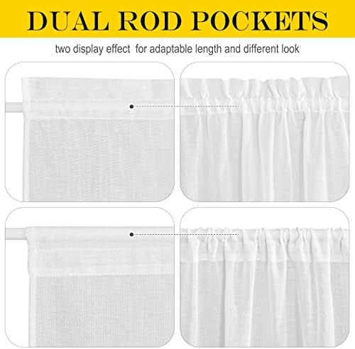NICETOWN Sheer Curtain for French Door 26 x 80 White