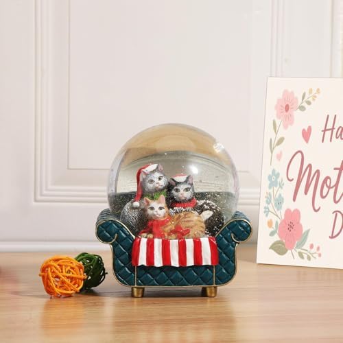 Cute Snow Globes with Cats 100MM Holiday Decor Gift