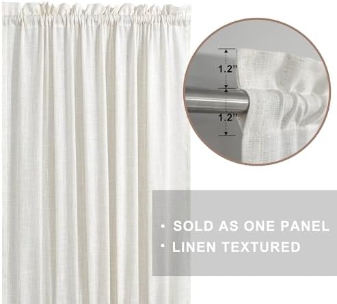 KOUFALL French Door Curtain Panel 25x72 Off White Cream Beige