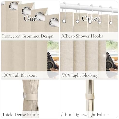 Pleated Folding Door Curtains - Blackout Panel for Bedroom Living Room Closet