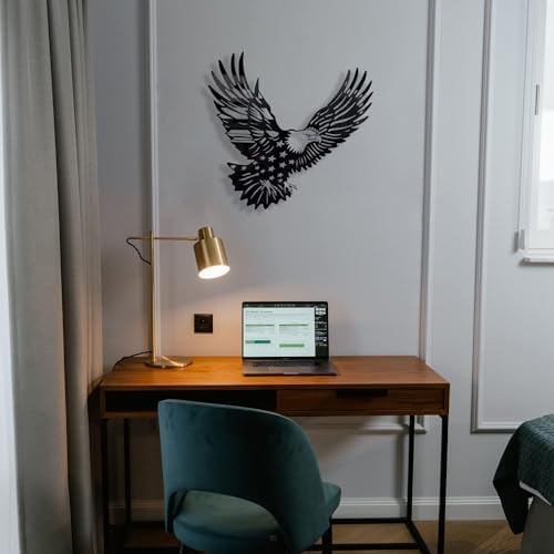 Patriotic Bald Eagle American Flag Metal Wall Art 30 Inch