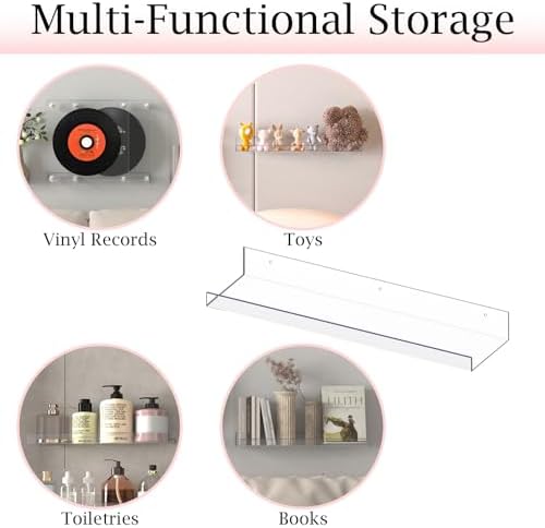 MEBRUDY 5 Pack Clear Floating Shelves for Home Storage