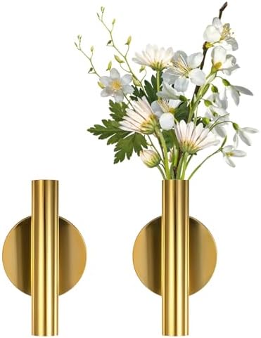2PCS Gold Wall Vases for Flowers Modern Decor