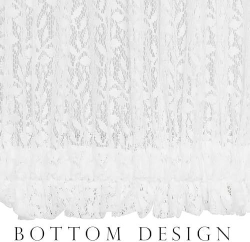 White Lace French Door Curtains with Tieback 52 x 72 Inch Panel