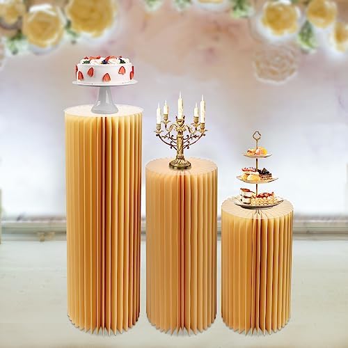 3PCS Cylinder Pedestal Stands for Wedding Party Decorations