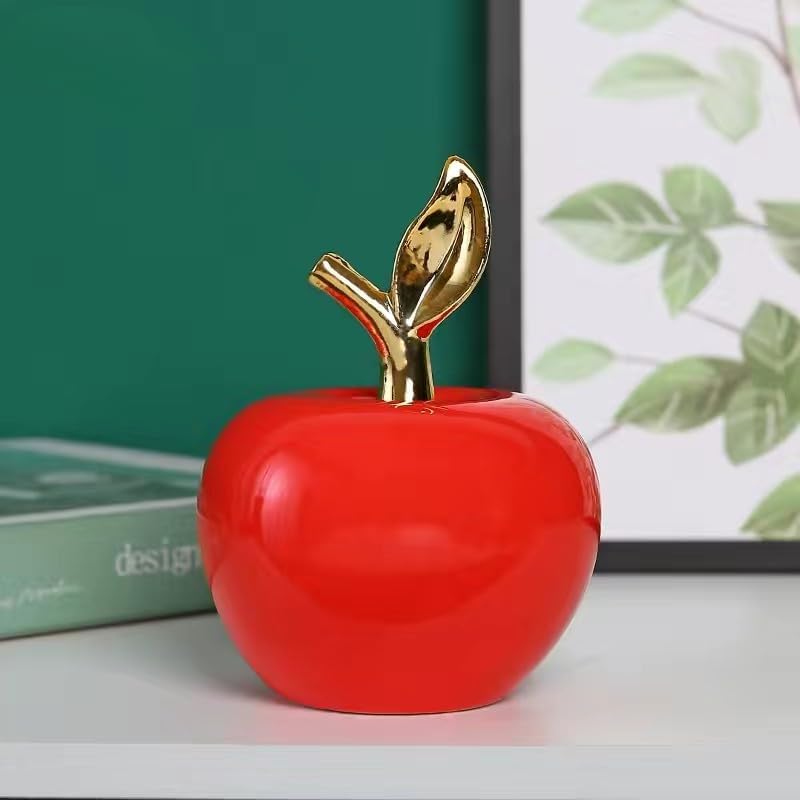 Luxury Ceramic Red Apple Figurine - Elegant Home Decor