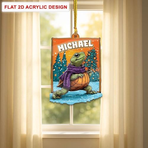 Custom Name Turtle Christmas Hanging Ornament Personalized Acrylic Animal Decoration