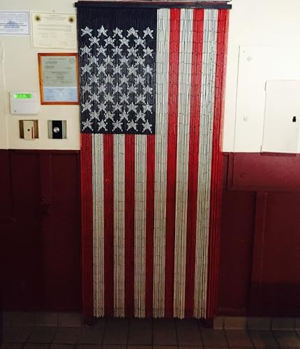 ABeadedCurtain 125 String American Flag Beaded Curtain Handmade with 4000 Beads