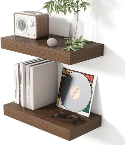Heimlove 16 Inch Floating Shelves Set of 2 with Invisible Brackets