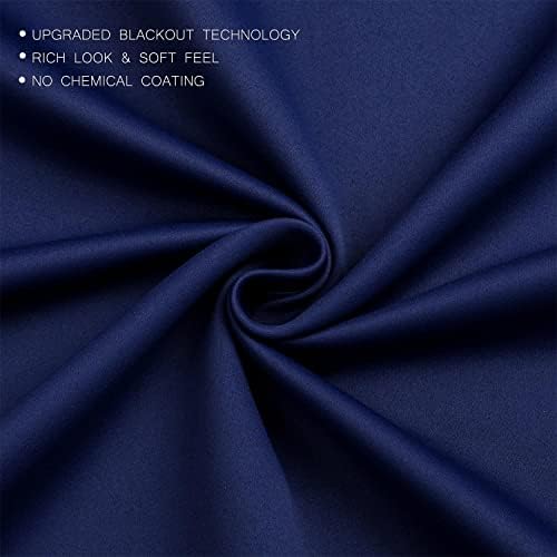 MIUCO 2 Panel Room Darkening Thermal Insulated Grommet Curtains Navy Blue 63 Inches