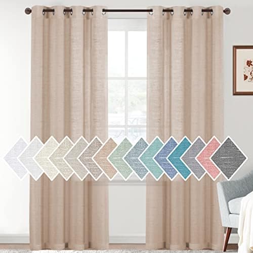 HVERSAILTEX Linen Sheer Curtains 84 Inch Long