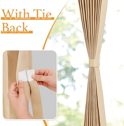 RYB HOME Biscotti Beige Grommet Curtain Panel