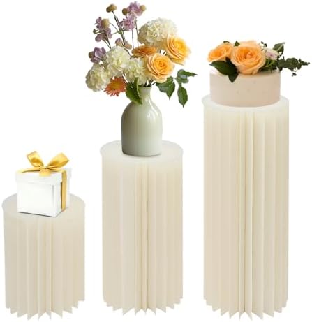 3PCS Cardboard Flower Stands Cylinder Pedestal for Decor