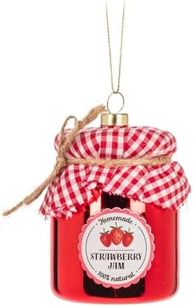 Abbott Collection Strawberry Jam Jar Ornament Glass 3 Inch