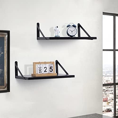 Marsmiles Black Floating Shelves Set of 2