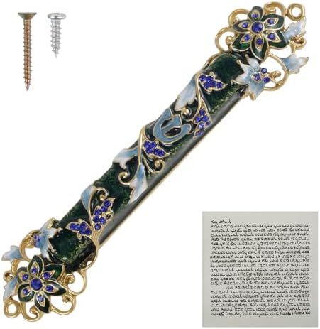 Hand Painted Green Mezuzah Zinc Alloy Decor