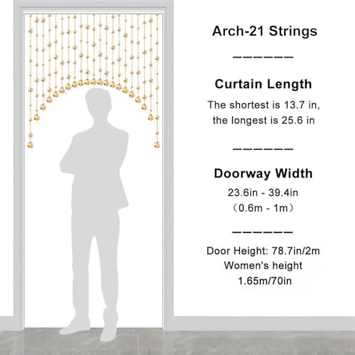 Crystal Beaded Curtain for Doorway 20 Strings Room Divider
