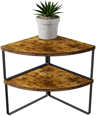 Corner Shelf Countertop Organizer Set of 2 Rustic Brown