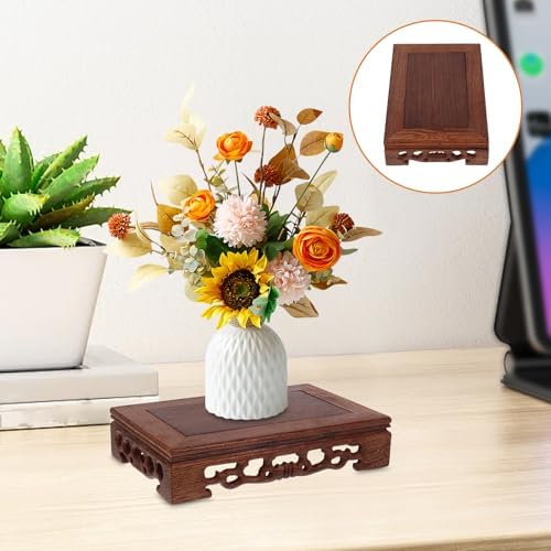 LOGOFUN Rectangular Wood Display Stand for Home Decor