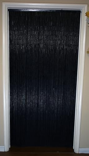 Bamboo Beaded Curtain Black Decor Panel