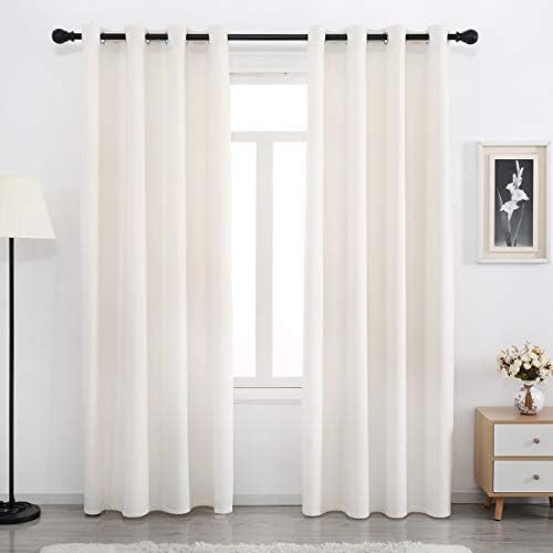SPXTEX Cream Velvet Curtains 84 Inch Long Set of 2