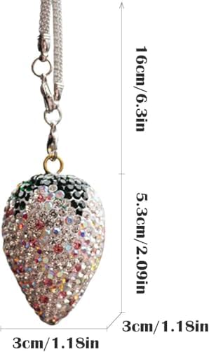 Sparkling Strawberry Car Charm Pendant Lucky Interior Accessory Pink