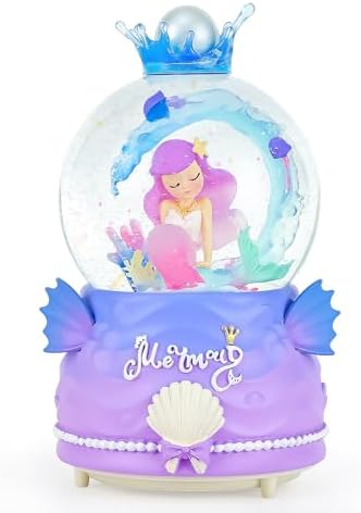 BREIS Mermaid Snow Globe with Music and LED Lights