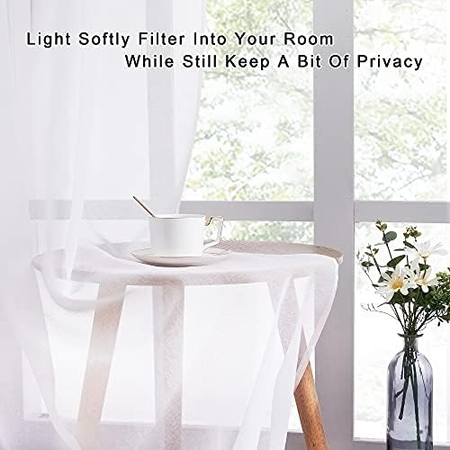 NICETOWN White Sheer Curtains for Sliding Glass Door