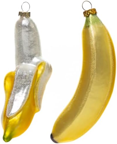 2 Count Glass Banana Christmas Ornaments for Tree