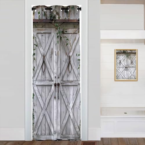Rustic Wooden Barn Door Curtain for Privacy